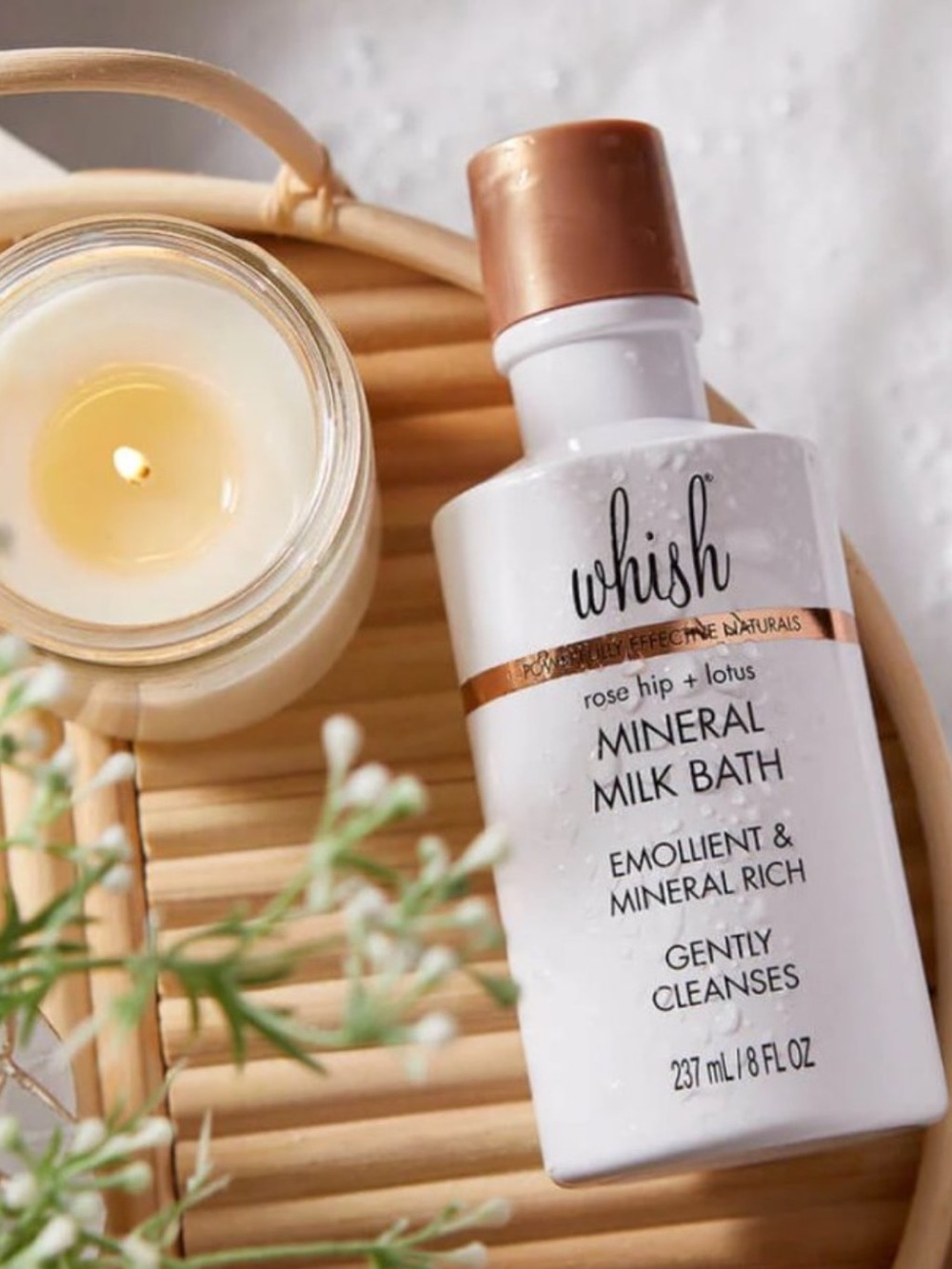Whish Rose Hip + Lotus Mineral Milk Bath  Soak 8oz/237ml NEW! Gentile Cleanser